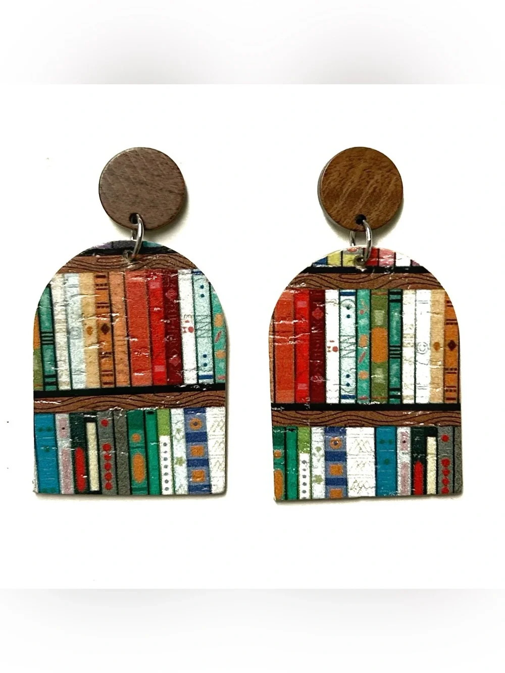 Colorful Bookshelf Dangle Earrings